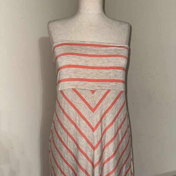 NWT Larry Levine Peach Tan Maxi Striped Dress Size XL - Picture 2 of 9